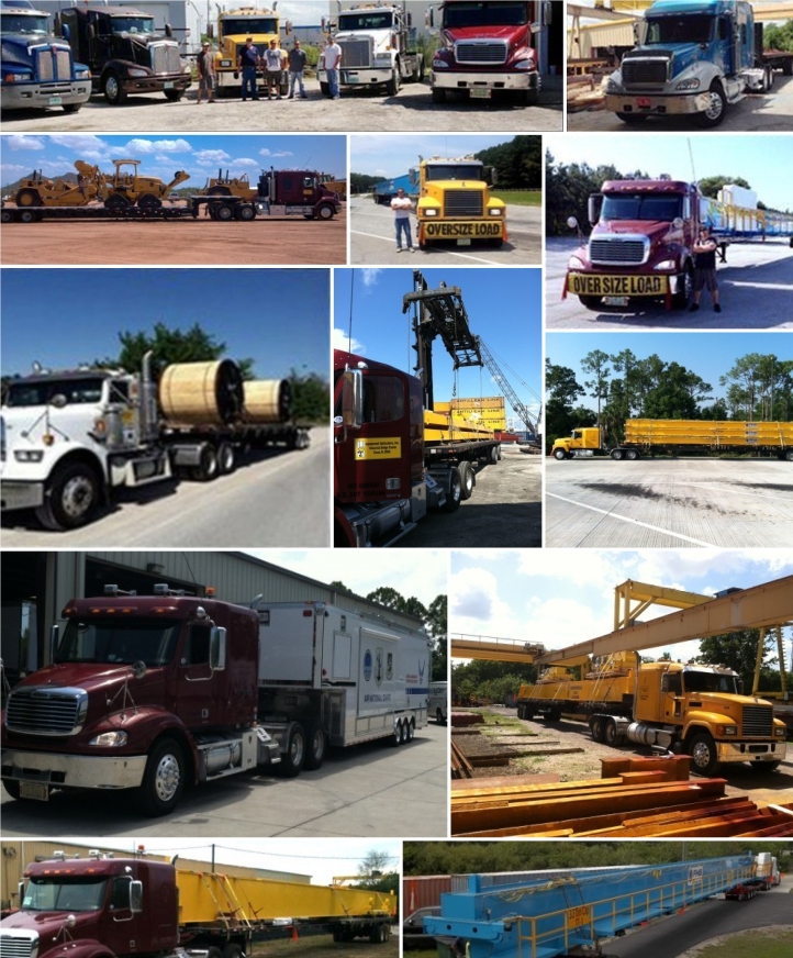 transport trucks with cranes